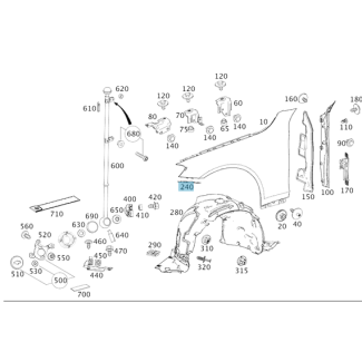 Original Mercedes-Benz Zwischenlage Kotflügel rechts S-Klasse W222