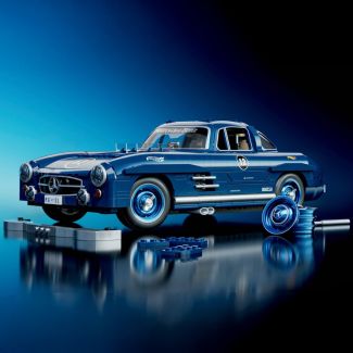 Mercedes-Benz 300 SL Mattel Brick Shop Klemmbaustein-Modell mit Flügeltüren im Maßstab 1:12