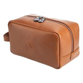 Produktbild von Vorderseite von original Mercedes-Benz Waschbeutel Leder Cognac B66058366