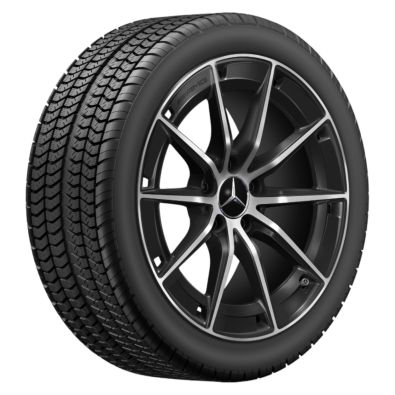 Original Mercedes-Benz Winterkomplettradsatz Michelin AMG 10 Speichen-Rad Schwarz Glanzgedreht 235/40 R18 95V XL Pilot Alpin 5 MO1 Q440141513540G2 Q440141513550G2