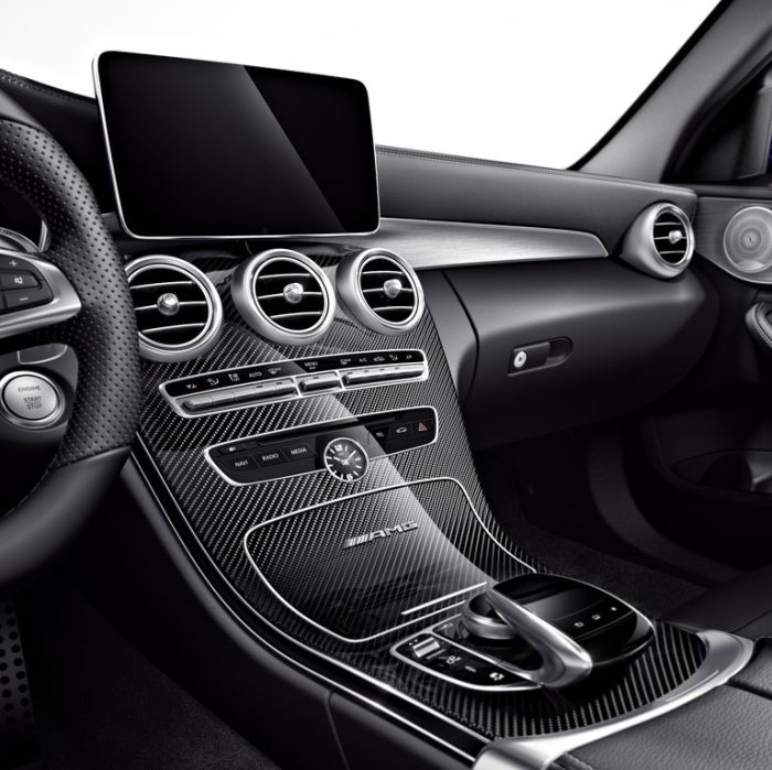 A2056803801 Original Mercedes-Benz AMG Mittelkonsole Carbon glänzend mit  Ausschnitt für Analoguhr C-Klasse 205